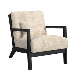 Marina Langley Cream/Brushed Espresso Finish Chair with Kidney Pillow - Ornate Home