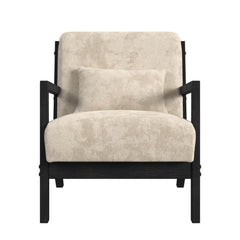 Marina Langley Cream/Brushed Espresso Finish Chair with Kidney Pillow - Ornate Home