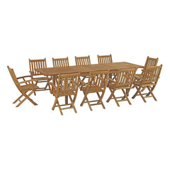 Marina Natural 11 Piece Outdoor Patio Teak Dining Set - 85.5x154.5" - Ornate Home