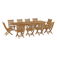 Marina Natural 11 Piece Outdoor Patio Teak Dining Set - 89.5x158.5" - Ornate Home