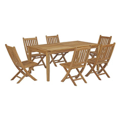 Marina Natural 7 Piece Outdoor Patio Teak Dining Set - 78x110" - Ornate Home