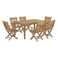 Marina Natural 7 Piece Outdoor Patio Teak Dining Set - 86x106" - Ornate Home