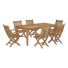 Marina Natural 7 Piece Outdoor Patio Teak Dining Set - 86x118" - Ornate Home