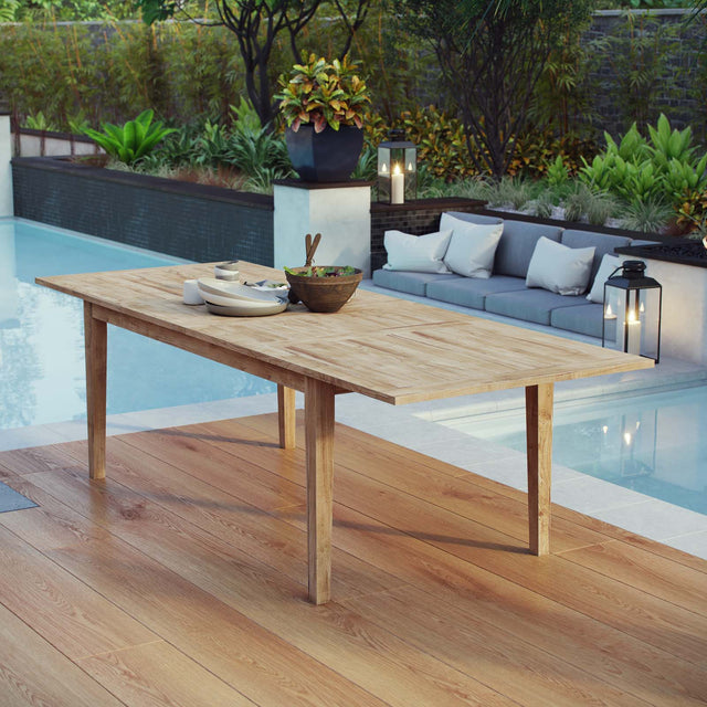 Marina Natural Extendable Outdoor Patio Teak Dining Table - Ornate Home