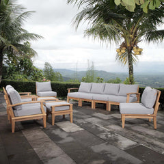 Marina Natural/Gray 10 Piece Outdoor Patio Teak Set - 193x118" - Ornate Home