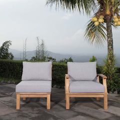 Marina Natural/Gray 2 Piece Outdoor Patio Teak Set - 31.5x65" - Ornate Home