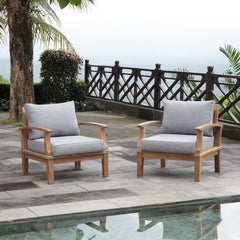 Marina Natural/Gray 2 Piece Outdoor Patio Teak Set - 32.5x45" - Ornate Home