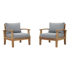 Marina Natural/Gray 2 Piece Outdoor Patio Teak Set - 32.5x45" - Ornate Home