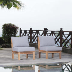 Marina Natural/Gray 2 Piece Outdoor Patio Teak Set - 32.5x53" - Ornate Home