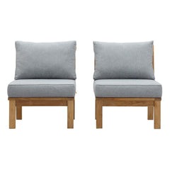 Marina Natural/Gray 2 Piece Outdoor Patio Teak Set - 32.5x53" - Ornate Home