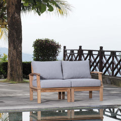 Marina Natural/Gray 2 Piece Outdoor Patio Teak Set - 32.5x57" - Ornate Home