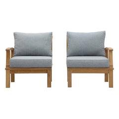 Marina Natural/Gray 2 Piece Outdoor Patio Teak Set - 32.5x57" - Ornate Home