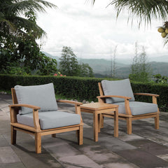 Marina Natural/Gray 3 Piece Outdoor Patio Teak Set - 31.5x84.5" - Ornate Home