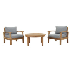 Marina Natural/Gray 3 Piece Outdoor Patio Teak Set - 40x105" - Ornate Home