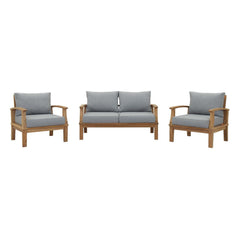 Marina Natural/Gray 3 Piece Outdoor Patio Teak Set - 97.5x119.5" - Ornate Home
