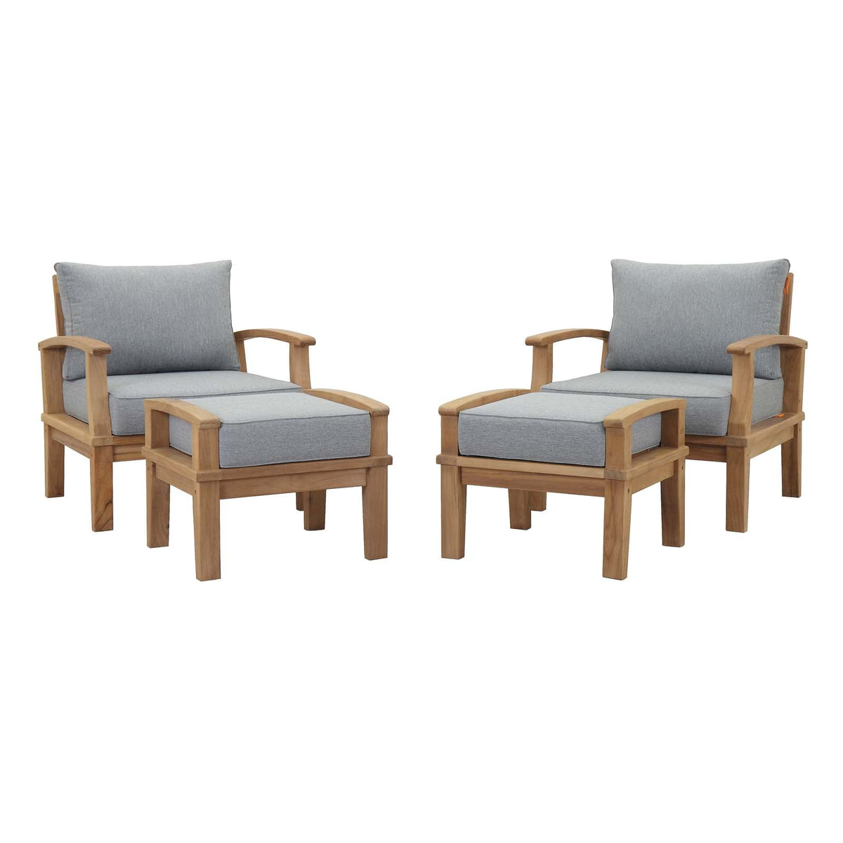 Marina Natural/Gray 4 Piece Outdoor Patio Teak Set - 55x65" - Ornate Home