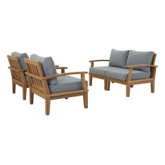 Marina Natural/Gray 4 Piece Outdoor Patio Teak Set - 65x86.5" - Ornate Home