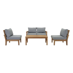 Marina Natural/Gray 5 Piece Outdoor Patio Teak Set - 64x120" - Ornate Home