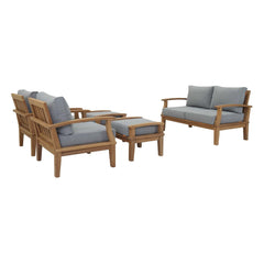 Marina Natural/Gray 5 Piece Outdoor Patio Teak Set - 65x121.5" - Ornate Home