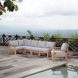 Marina Natural/Gray 6 Piece Outdoor Patio Teak Set - 65x120" - Ornate Home