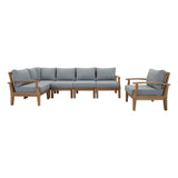 Marina Natural/Gray 6 Piece Outdoor Patio Teak Set - 65x120" - Ornate Home