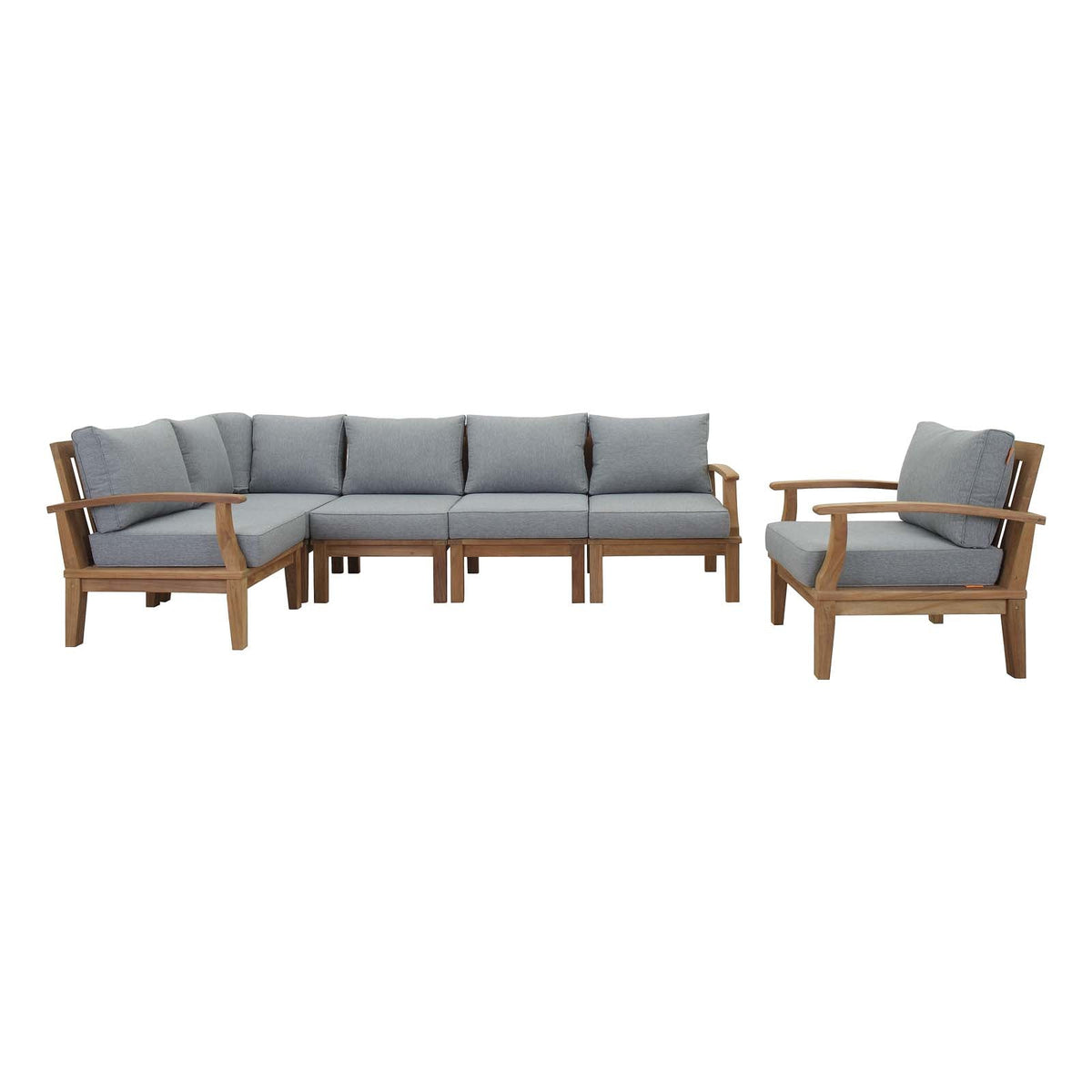 Marina Natural/Gray 6 Piece Outdoor Patio Teak Set - 65x120" - Ornate Home