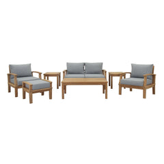 Marina Natural/Gray 7 Piece Outdoor Patio Teak Set - 56x139" - Ornate Home