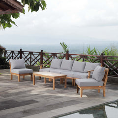 Marina Natural/Gray 7 Piece Outdoor Patio Teak Set - 70x150" - Ornate Home