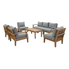 Marina Natural/Gray 8 Piece Outdoor Patio Teak Set - 150x90" - Ornate Home