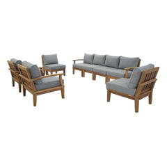 Marina Natural/Gray 8 Piece Outdoor Patio Teak Set - 193x118" - Ornate Home