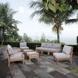 Marina Natural/Gray 9 Piece Outdoor Patio Teak Set - Ornate Home