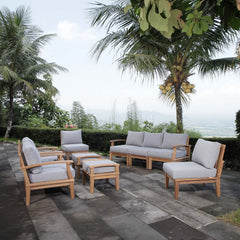 Marina Natural/Gray 9 Piece Outdoor Patio Teak Set - Ornate Home