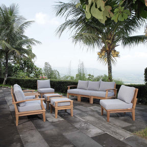 Marina Natural/Gray 9 Piece Outdoor Patio Teak Set - Ornate Home