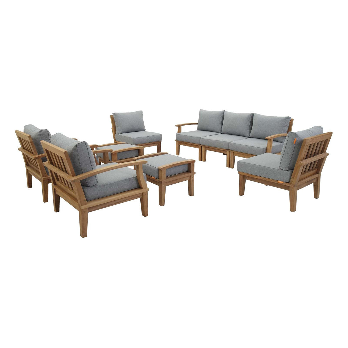 Marina Natural/Gray 9 Piece Outdoor Patio Teak Set - Ornate Home