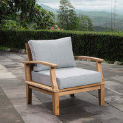 Marina Natural/Gray Outdoor Patio Teak Armchair - Ornate Home