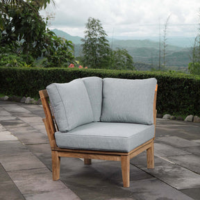 Marina Natural/Gray Outdoor Patio Teak Corner Sofa - Ornate Home