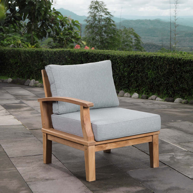 Marina Natural/Gray Outdoor Patio Teak Left-Facing Sofa - Ornate Home