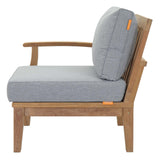 Marina Natural/Gray Outdoor Patio Teak Left-Facing Sofa - Ornate Home