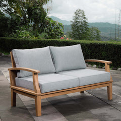 Marina Natural/Gray Outdoor Patio Teak Loveseat - Ornate Home