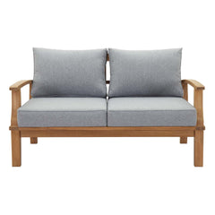 Marina Natural/Gray Outdoor Patio Teak Loveseat - Ornate Home