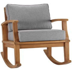Marina Natural/Gray Outdoor Patio Teak Rocking Chair - Ornate Home