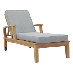 Marina Natural/Gray Outdoor Patio Teak Single Chaise - Ornate Home