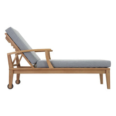 Marina Natural/Gray Outdoor Patio Teak Single Chaise - Ornate Home