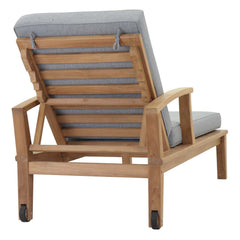 Marina Natural/Gray Outdoor Patio Teak Single Chaise - Ornate Home
