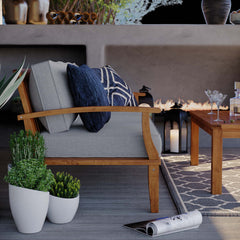 Marina Natural/Gray Outdoor Patio Teak Sofa - Ornate Home