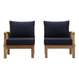 Marina Natural/Navy 2 Piece Outdoor Patio Teak Set - 32.5x57" - Ornate Home