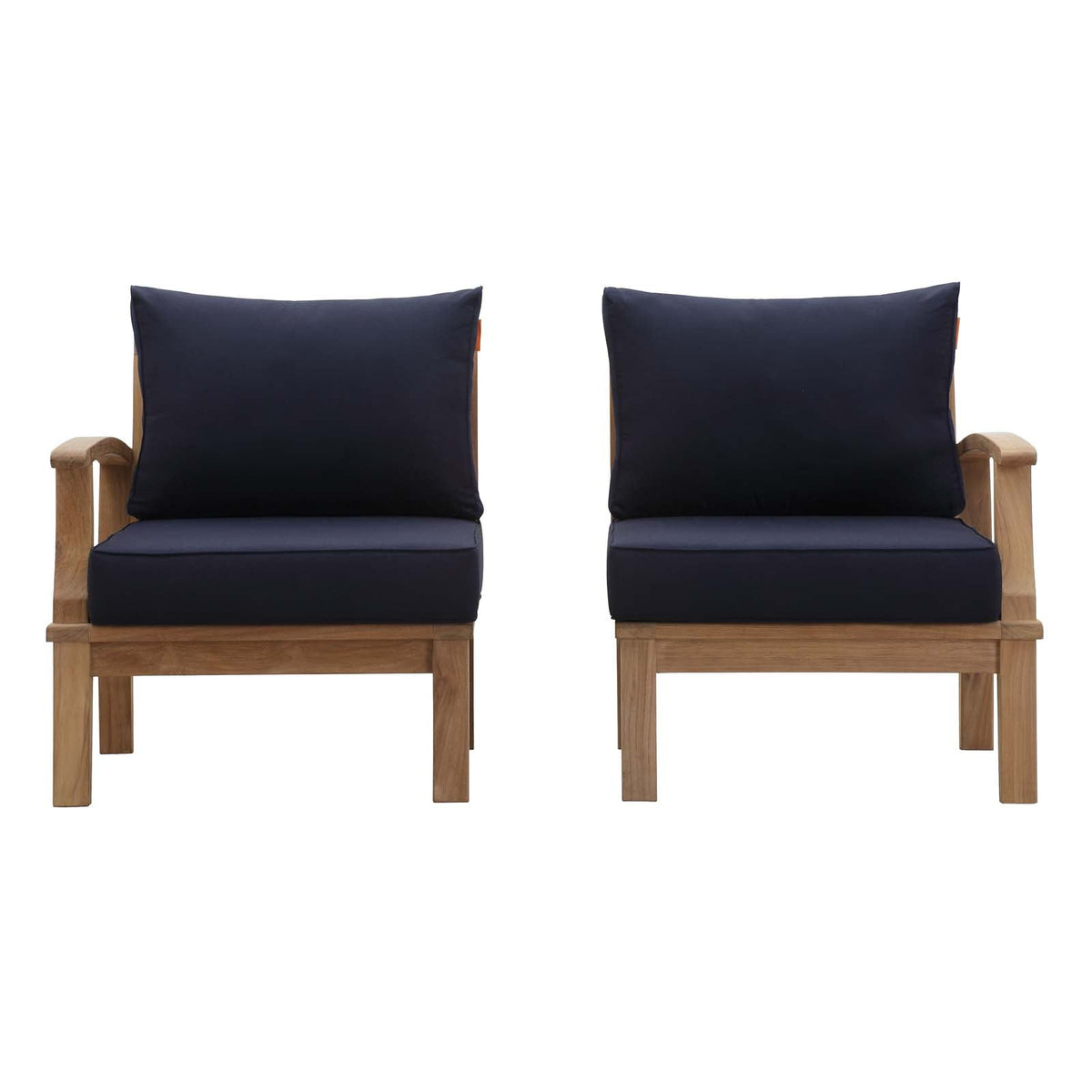 Marina Natural/Navy 2 Piece Outdoor Patio Teak Set - 32.5x57" - Ornate Home