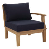 Marina Natural/Navy 2 Piece Outdoor Patio Teak Set - 32.5x57" - Ornate Home