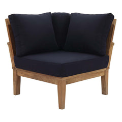Marina Natural/Navy 3 Piece Outdoor Patio Teak Set - 36x97.5" - Ornate Home