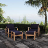 Marina Natural/Navy 4 Piece Outdoor Patio Teak Set - 55x65" - Ornate Home